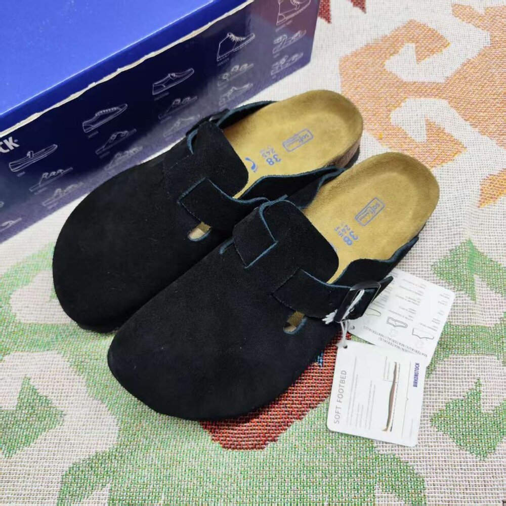 SEALED 🧩Birkenstock Boston NARROW • Black SUEDE • Women's - Picture 4 of 6